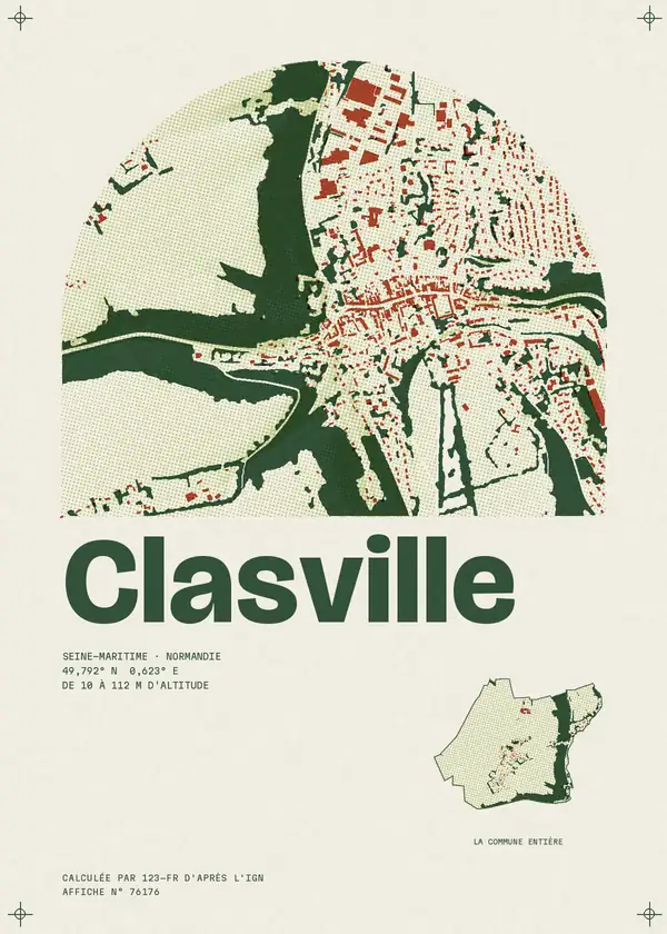 Affiche de Clasville, calculée par 123-fr d'après l'IGN