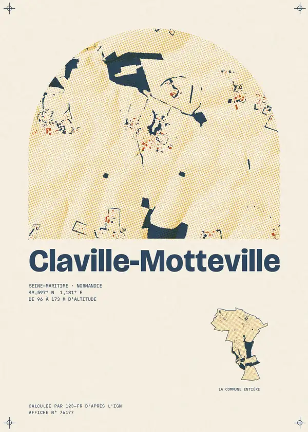 Affiche de Claville-Motteville, calculée par 123-fr d'après l'IGN