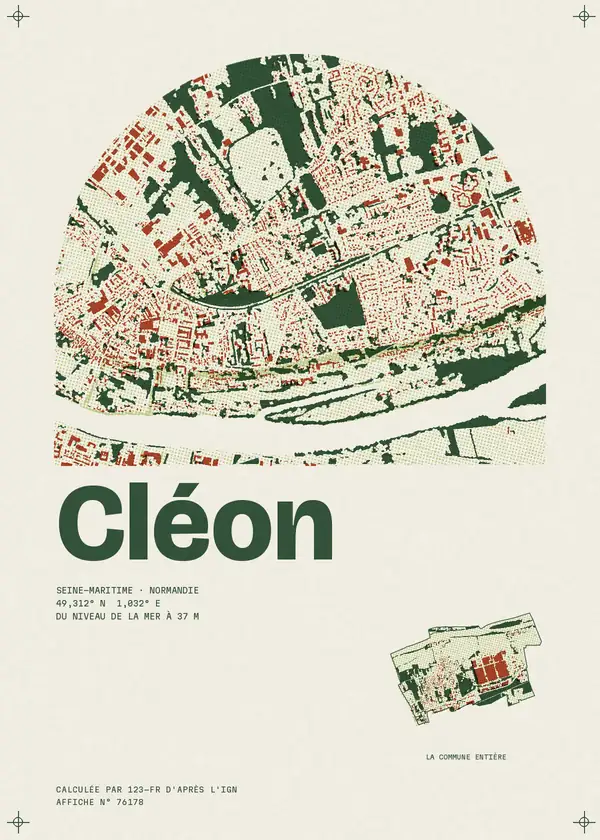 Affiche de Cléon, calculée par 123-fr d'après l'IGN