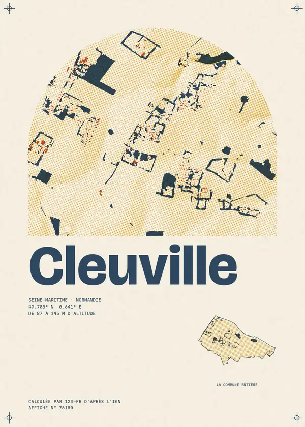 Affiche de Cleuville, calculée par 123-fr d'après l'IGN