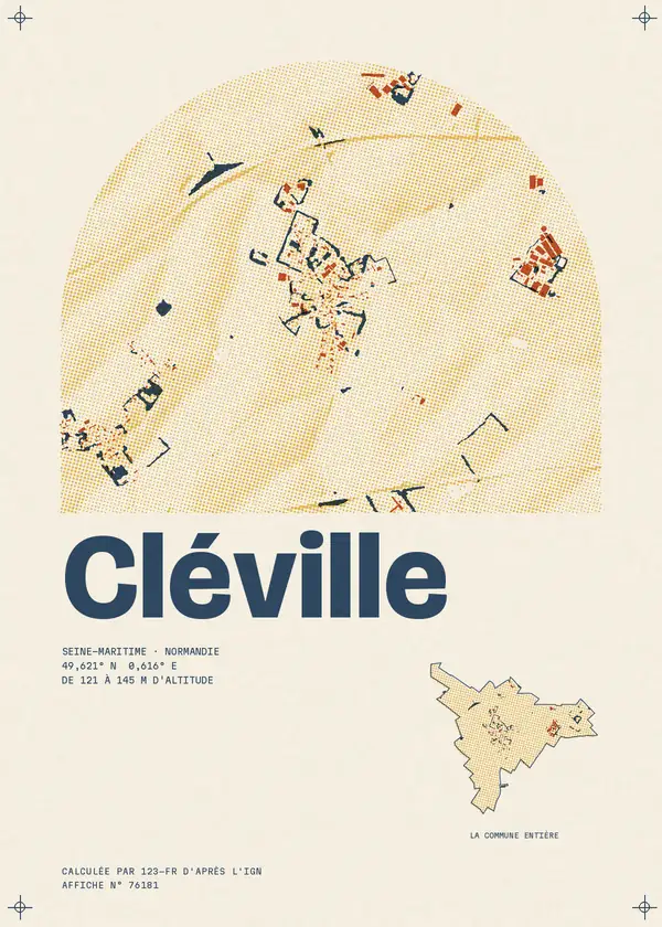 Affiche de Cléville, calculée par 123-fr d'après l'IGN