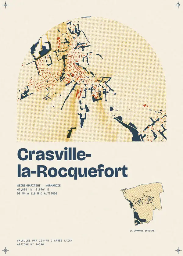 Affiche de Crasville-la-Rocquefort, calculée par 123-fr d'après l'IGN