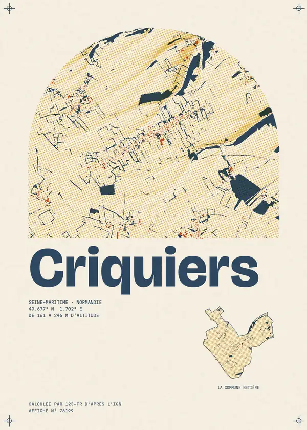 Affiche de Criquiers, calculée par 123-fr d'après l'IGN