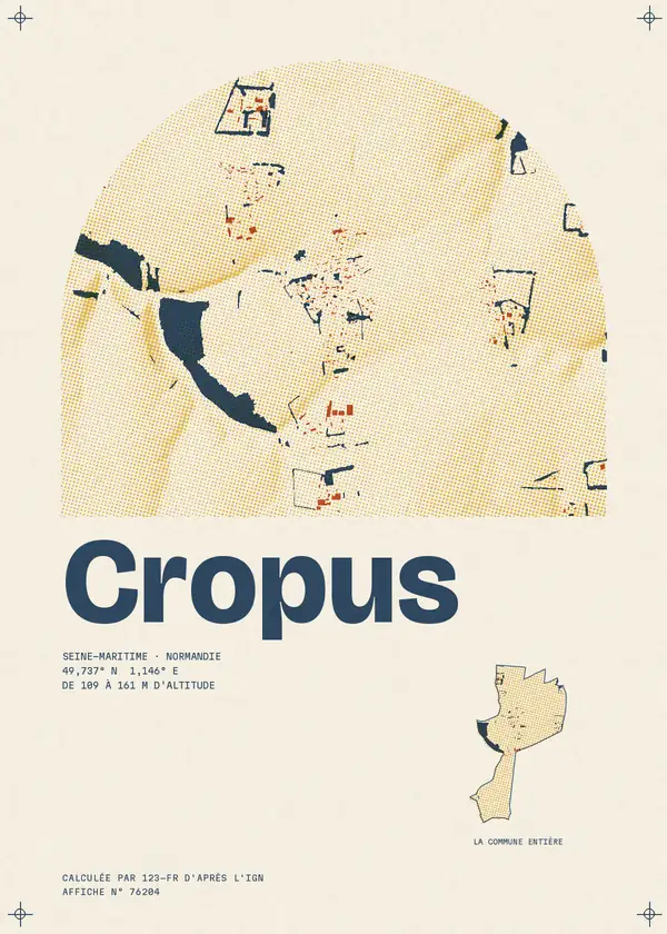 Affiche de Cropus, calculée par 123-fr d'après l'IGN