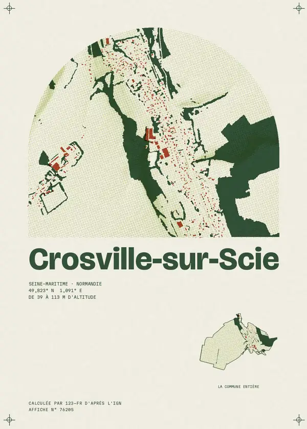 Affiche de Crosville-sur-Scie, calculée par 123-fr d'après l'IGN