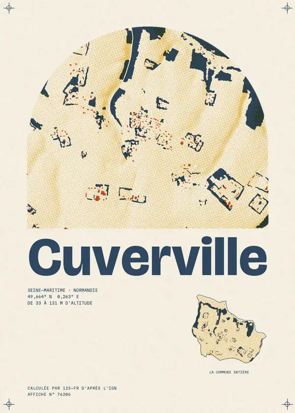 Affiche de Cuverville, calculée par 123-fr d'après l'IGN