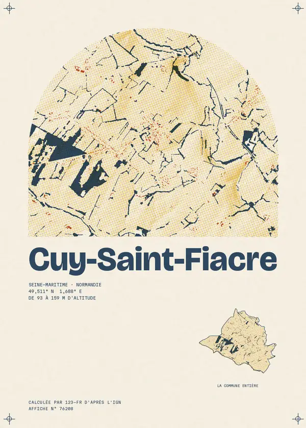 Affiche de Cuy-Saint-Fiacre, calculée par 123-fr d'après l'IGN