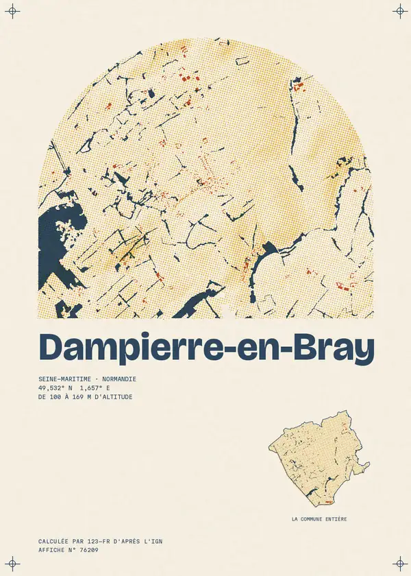 Affiche de Dampierre-en-Bray, calculée par 123-fr d'après l'IGN