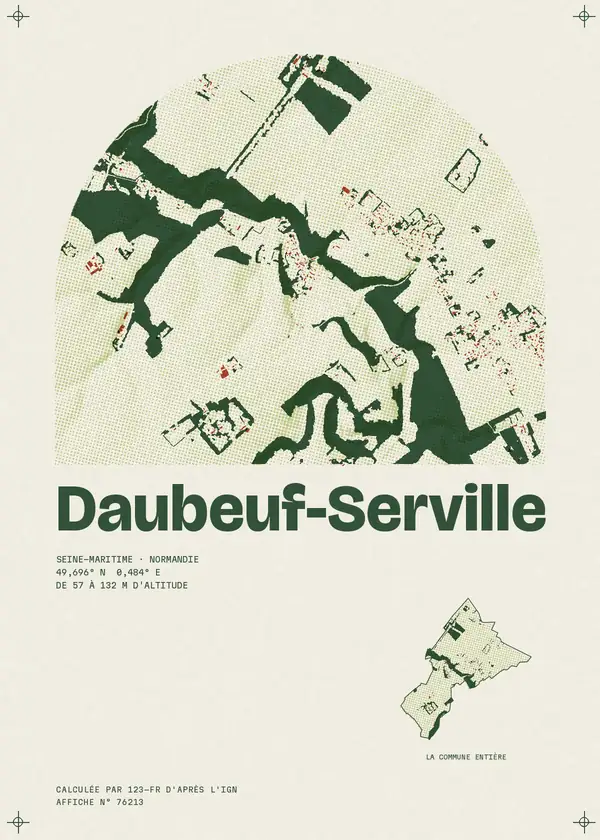 Affiche de Daubeuf-Serville, calculée par 123-fr d'après l'IGN