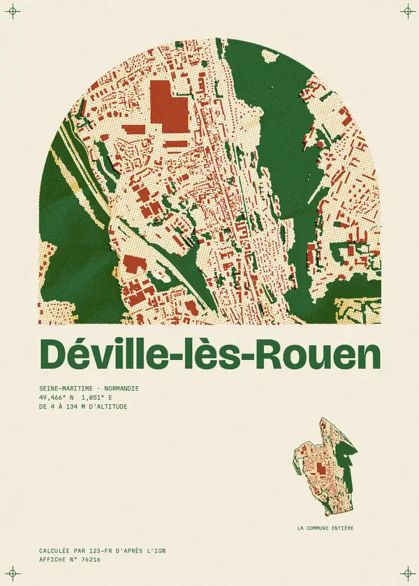 Affiche de Déville-lès-Rouen, calculée par 123-fr d'après l'IGN