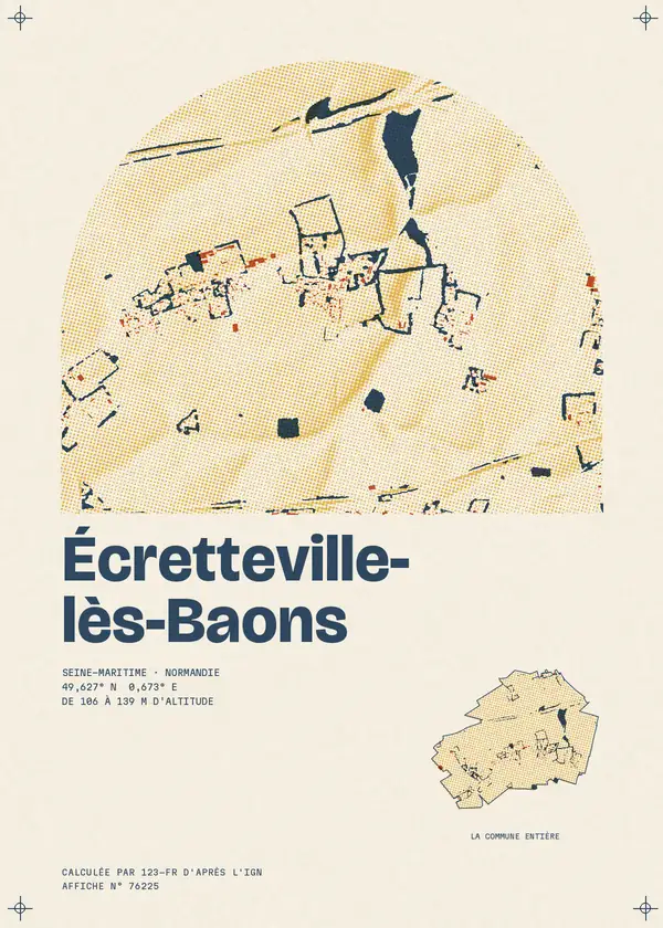 Affiche de Écretteville-lès-Baons, calculée par 123-fr d'après l'IGN