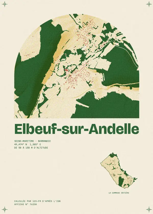 Affiche de Elbeuf-sur-Andelle, calculée par 123-fr d'après l'IGN