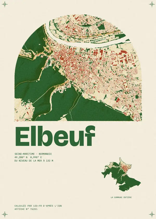 Affiche de Elbeuf, calculée par 123-fr d'après l'IGN