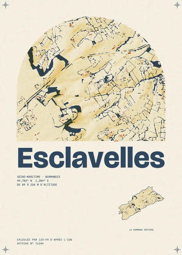 Affiche de Esclavelles, calculée par 123-fr d'après l'IGN