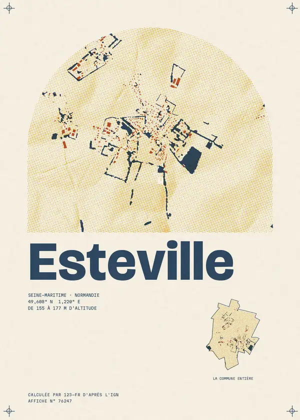 Affiche de Esteville, calculée par 123-fr d'après l'IGN