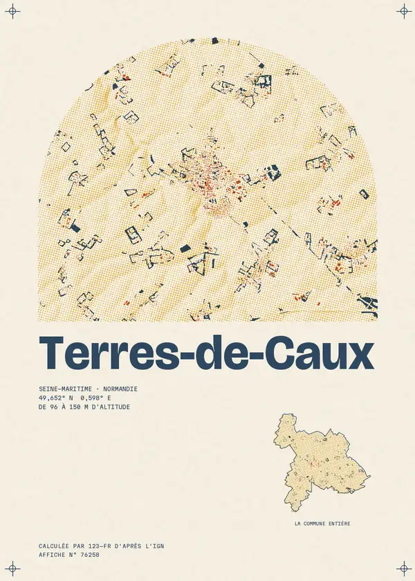 Affiche de Terres-de-Caux, calculée par 123-fr d'après l'IGN