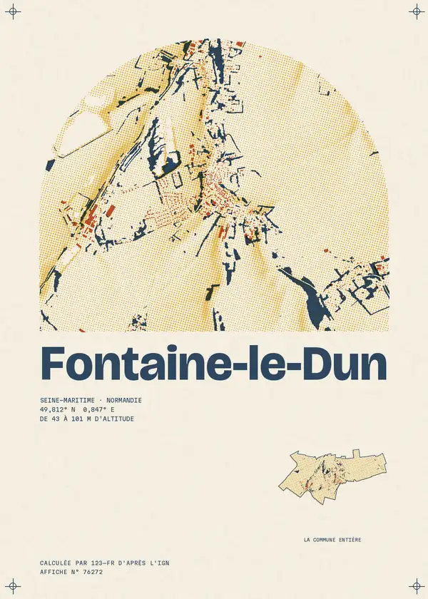 Affiche de Fontaine-le-Dun, calculée par 123-fr d'après l'IGN