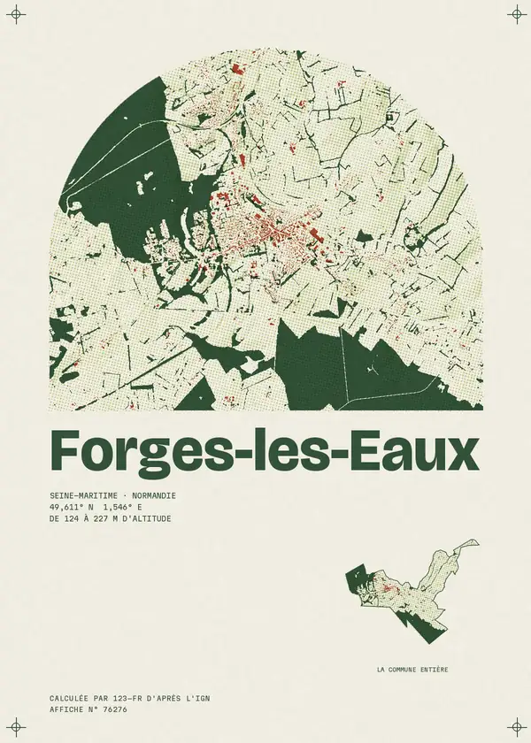 Affiche de Forges-les-Eaux, calculée par 123-fr d'après l'IGN