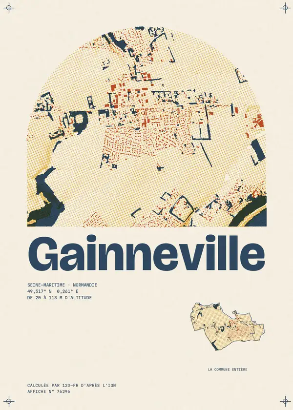 Affiche de Gainneville, calculée par 123-fr d'après l'IGN