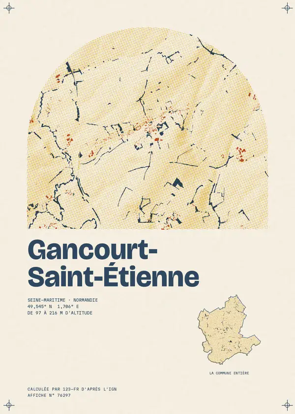 Affiche de Gancourt-Saint-Étienne, calculée par 123-fr d'après l'IGN