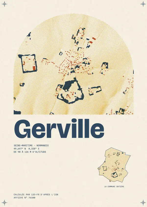 Affiche de Gerville, calculée par 123-fr d'après l'IGN