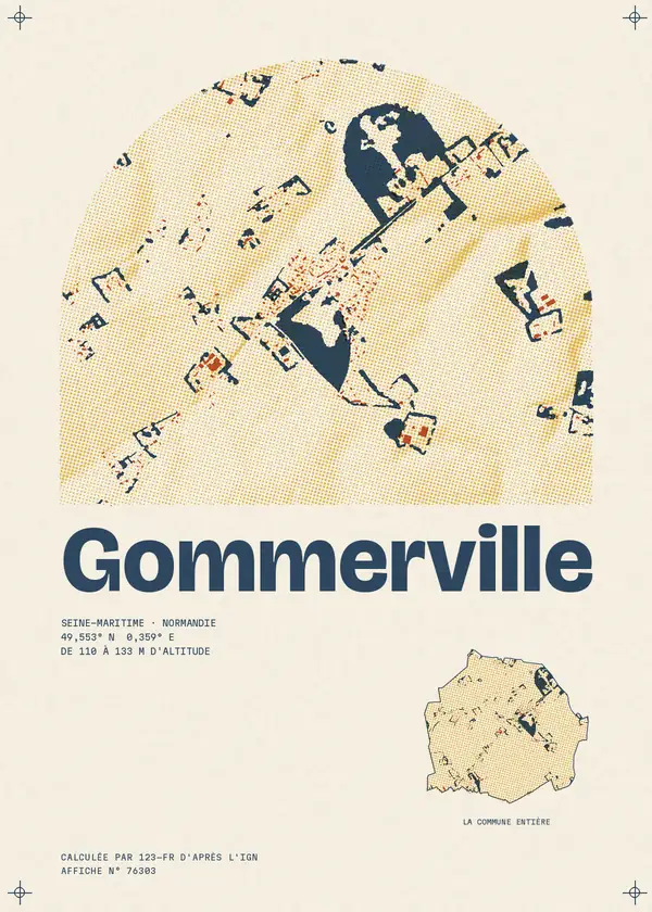 Affiche de Gommerville, calculée par 123-fr d'après l'IGN