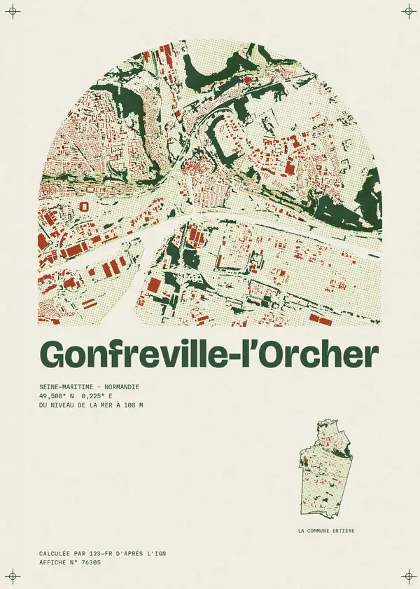 Affiche de Gonfreville-l'Orcher, calculée par 123-fr d'après l'IGN