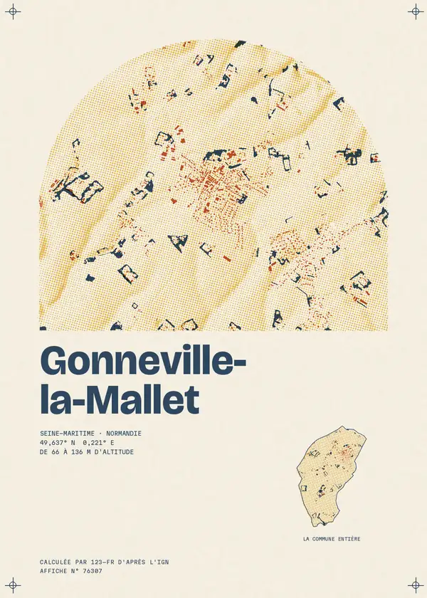 Affiche de Gonneville-la-Mallet, calculée par 123-fr d'après l'IGN