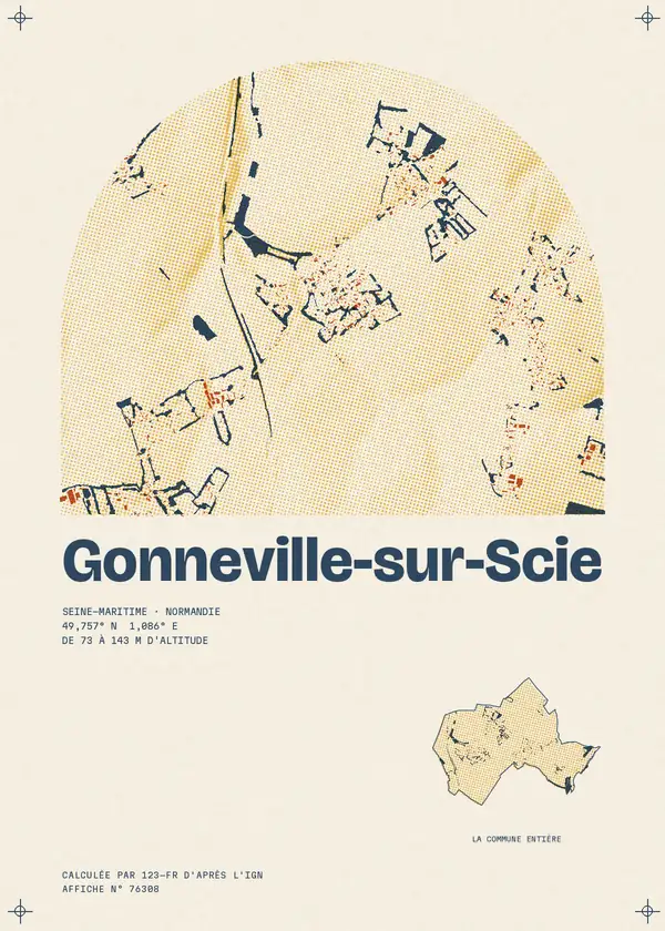 Affiche de Gonneville-sur-Scie, calculée par 123-fr d'après l'IGN