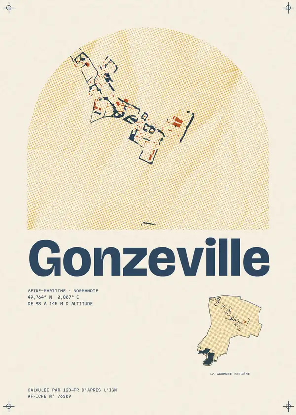 Affiche de Gonzeville, calculée par 123-fr d'après l'IGN
