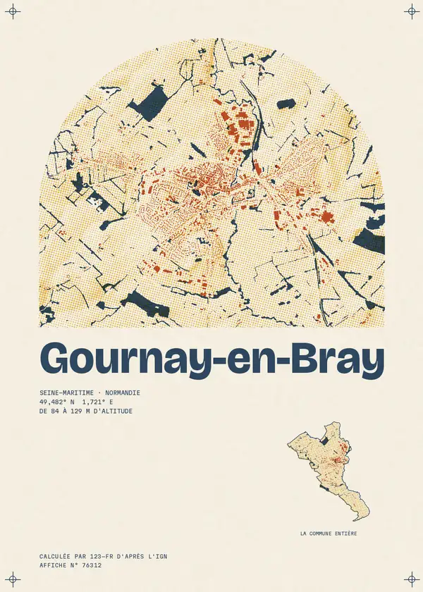 Affiche de Gournay-en-Bray, calculée par 123-fr d'après l'IGN