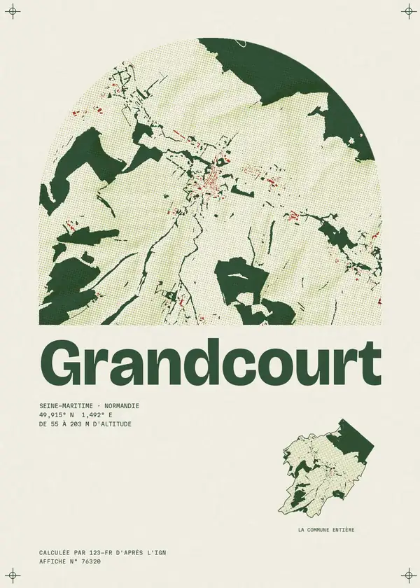 Affiche de Grandcourt, calculée par 123-fr d'après l'IGN