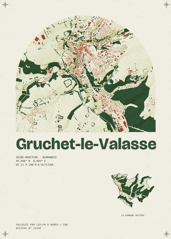 Affiche de Gruchet-le-Valasse, calculée par 123-fr d'après l'IGN
