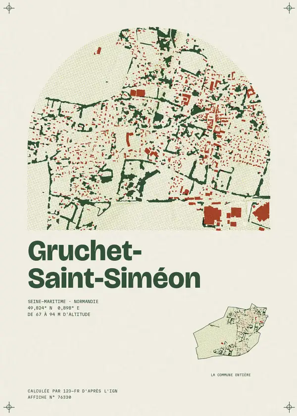 Affiche de Gruchet-Saint-Siméon, calculée par 123-fr d'après l'IGN