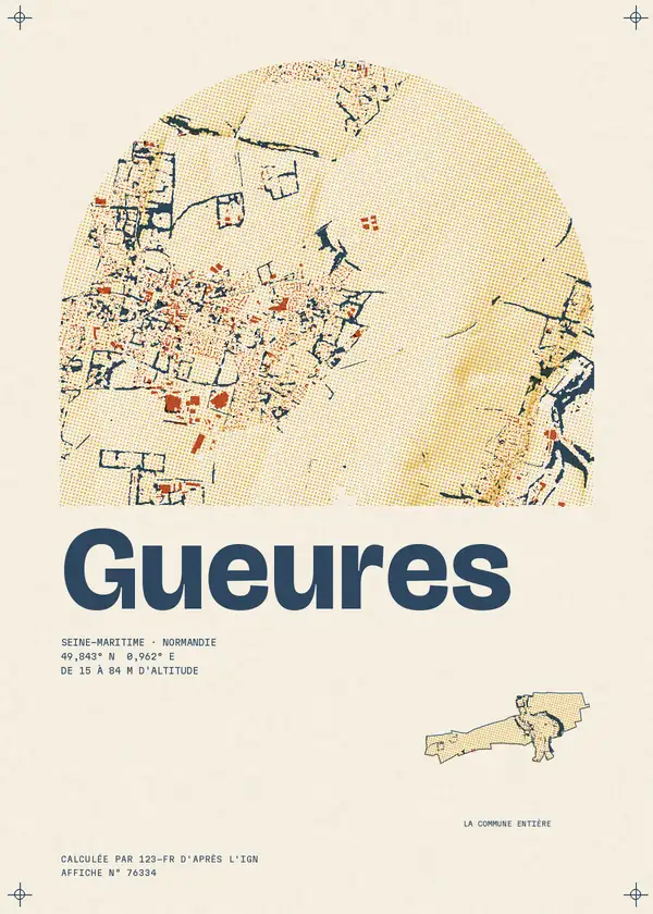 Affiche de Gueures, calculée par 123-fr d'après l'IGN