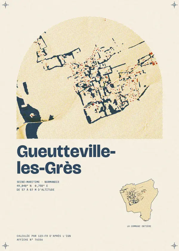 Affiche de Gueutteville-les-Grès, calculée par 123-fr d'après l'IGN