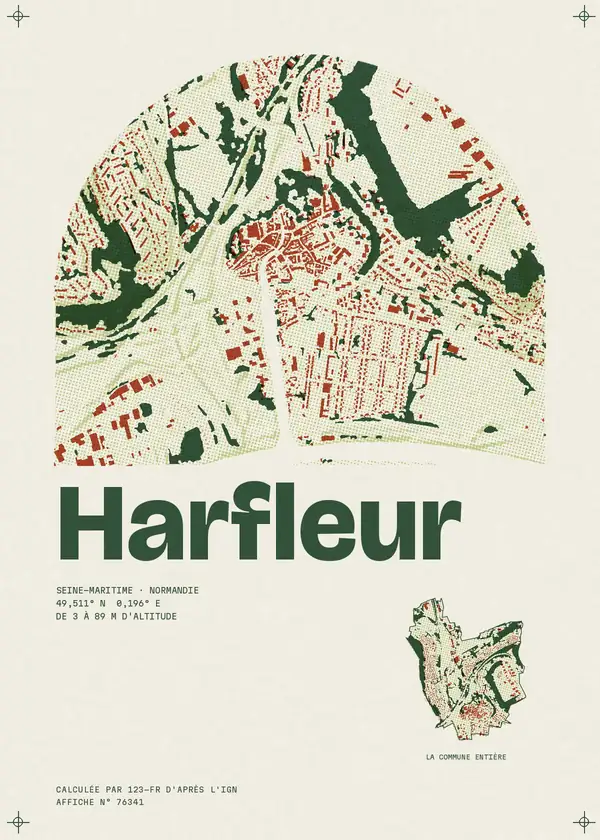 Affiche de Harfleur, calculée par 123-fr d'après l'IGN
