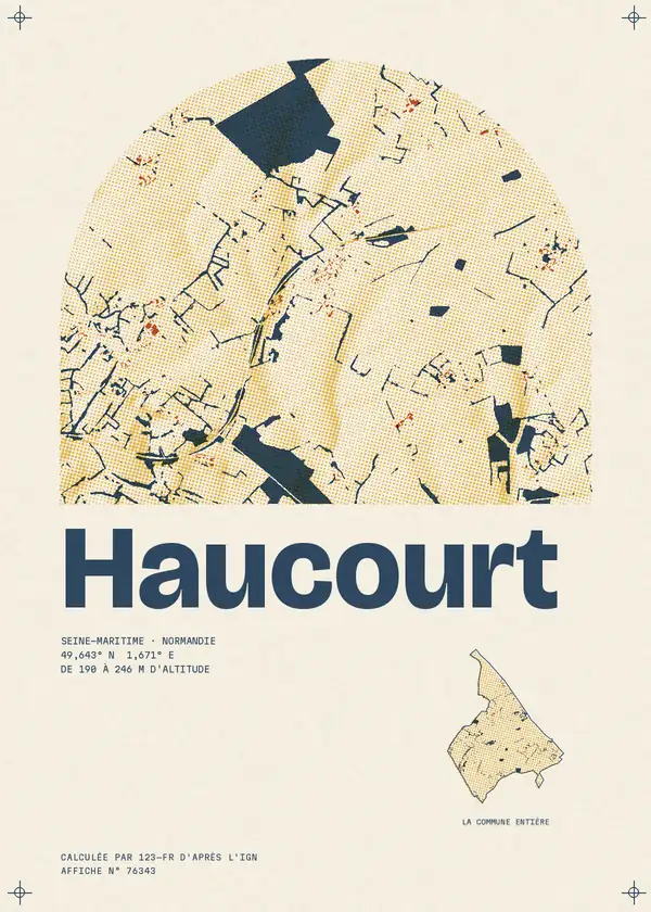 Affiche de Haucourt, calculée par 123-fr d'après l'IGN