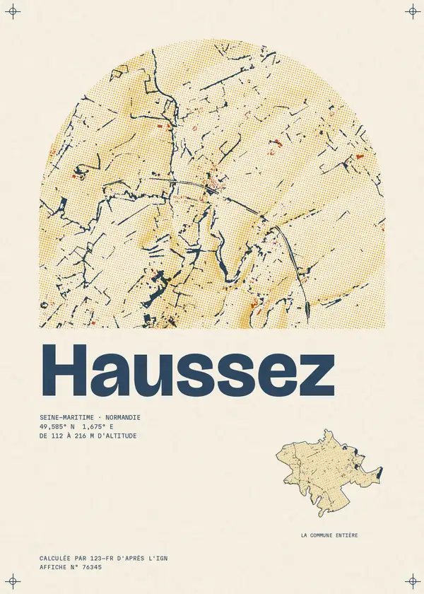 Affiche de Haussez, calculée par 123-fr d'après l'IGN