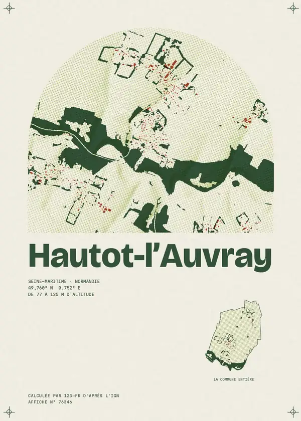 Affiche de Hautot-l'Auvray, calculée par 123-fr d'après l'IGN