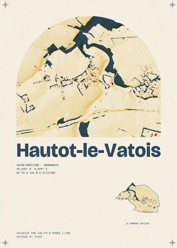 Affiche de Hautot-le-Vatois, calculée par 123-fr d'après l'IGN