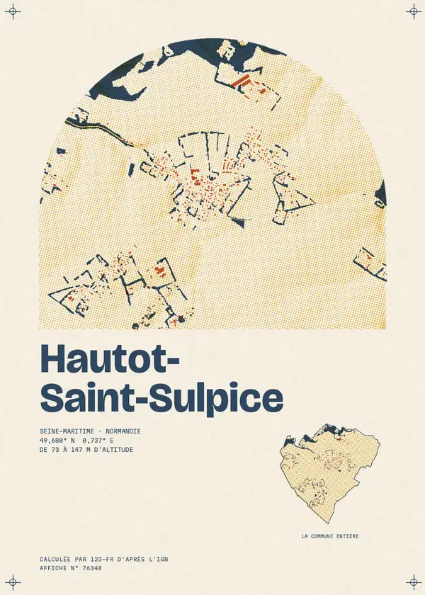 Affiche de Hautot-Saint-Sulpice, calculée par 123-fr d'après l'IGN
