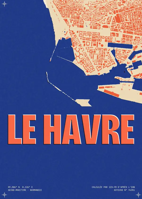 Affiche de Le Havre, calculée par 123-fr d'après l'IGN