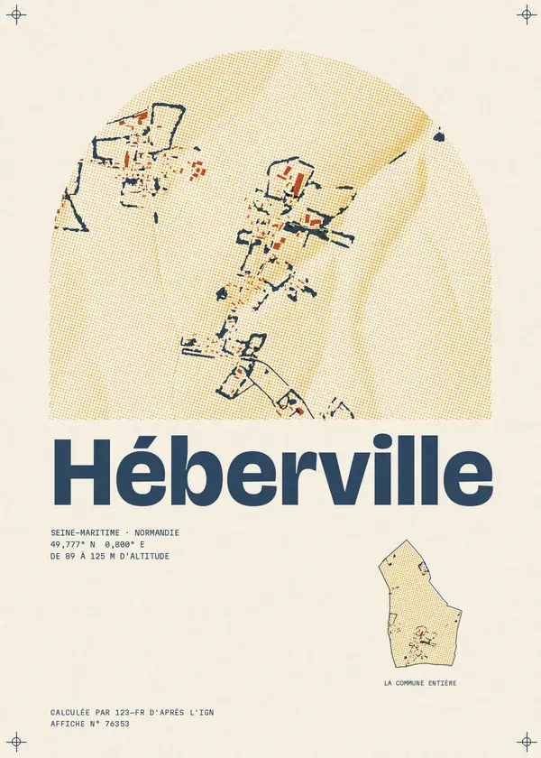 Affiche de Héberville, calculée par 123-fr d'après l'IGN
