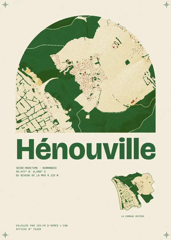Affiche de Hénouville, calculée par 123-fr d'après l'IGN
