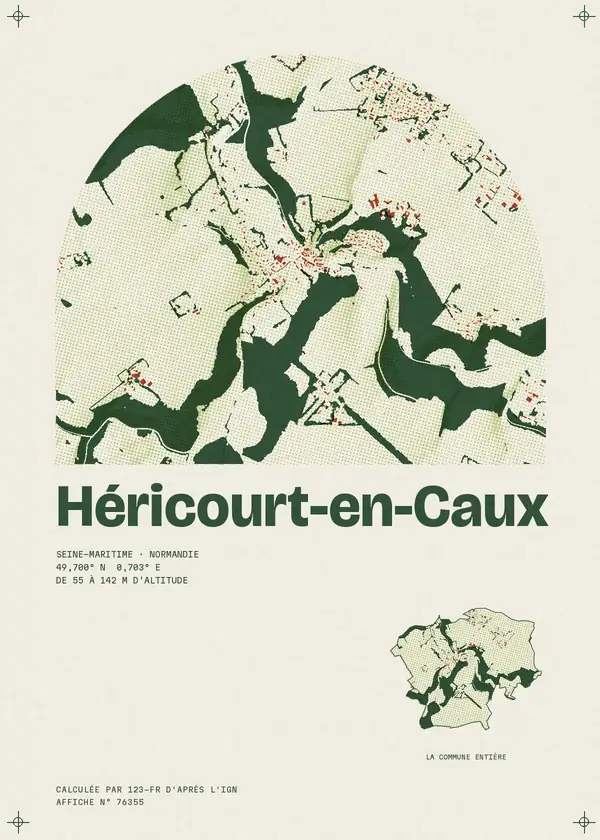 Affiche de Héricourt-en-Caux, calculée par 123-fr d'après l'IGN