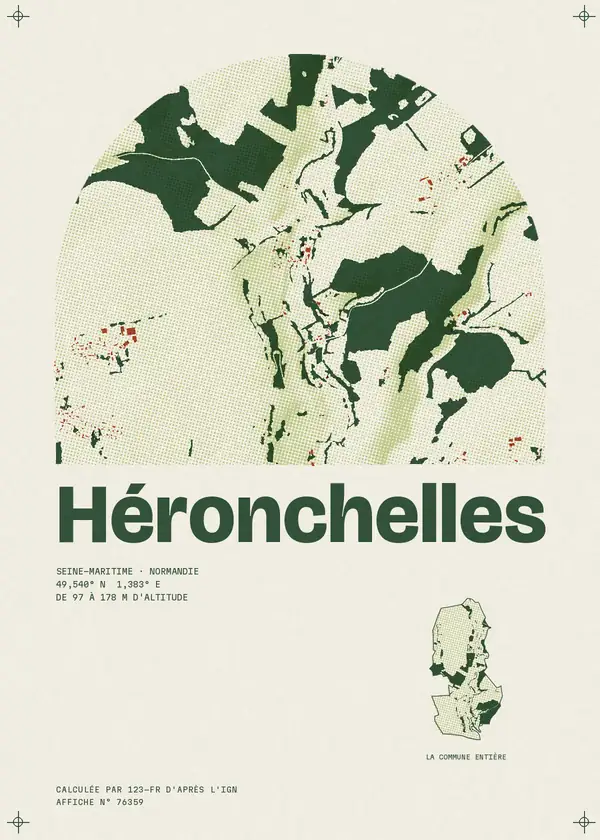 Affiche de Héronchelles, calculée par 123-fr d'après l'IGN