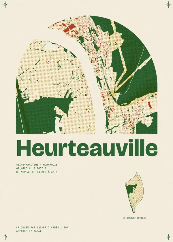 Affiche de Heurteauville, calculée par 123-fr d'après l'IGN