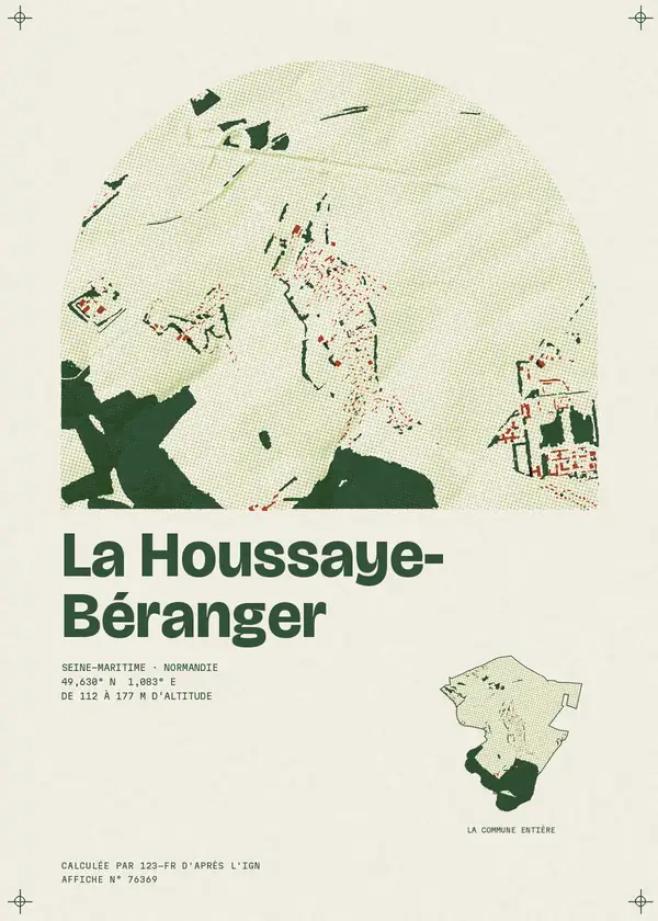 Affiche de La Houssaye-Béranger, calculée par 123-fr d'après l'IGN