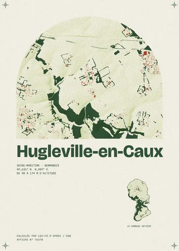 Affiche de Hugleville-en-Caux, calculée par 123-fr d'après l'IGN